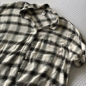 plaid button t